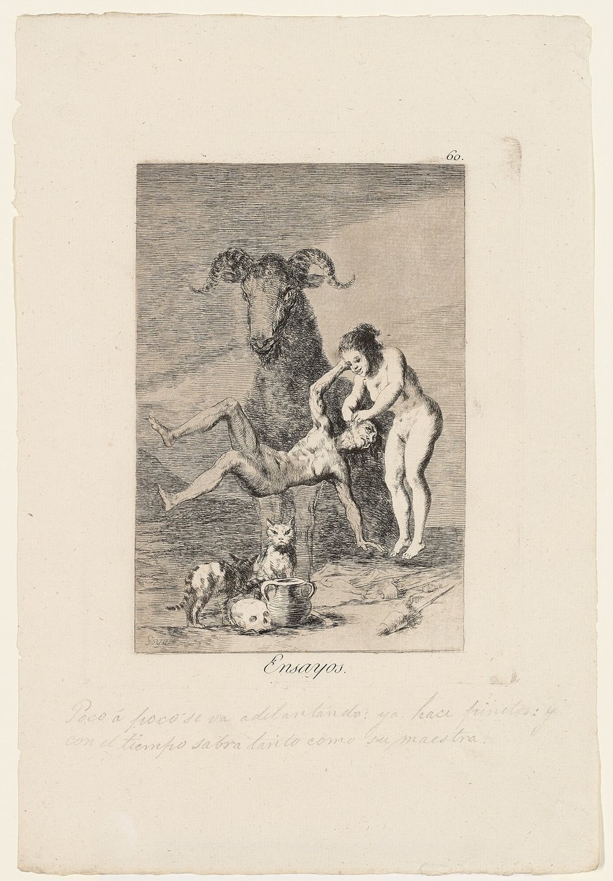 Essays, plate fra "Los Caprichos", 1799 av Francisco de Goya