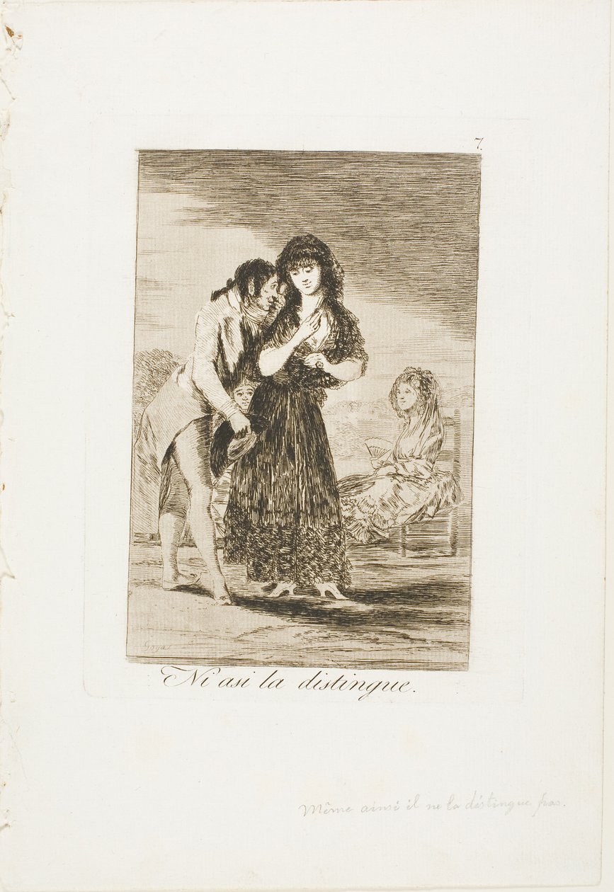 Even Thus he Cannot Make Her Out, plate syv fra Los Caprichos av Francisco Jose de Goya y Lucientes