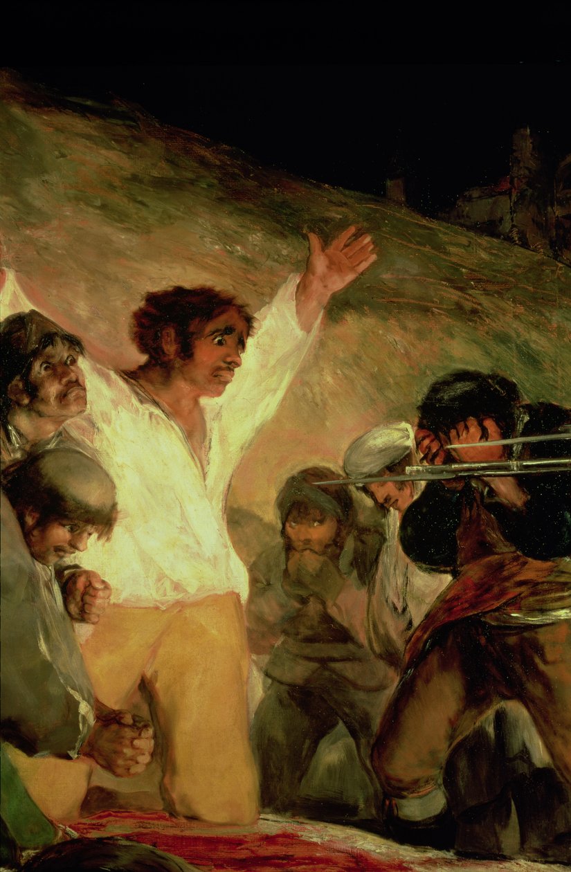 Henrettelse av forsvarerne av Madrid, 3. mai 1808, detalj av en mann med hendene hevet av Francisco Jose de Goya y Lucientes