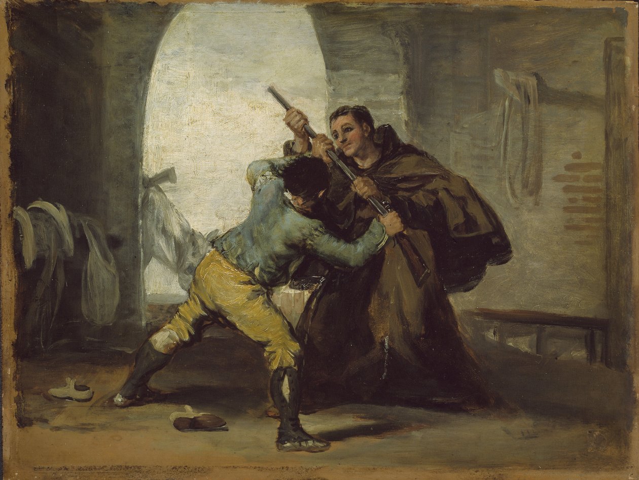 Friar Peter Wrests the Gun fra El Maragato, ca av Francisco de Goya