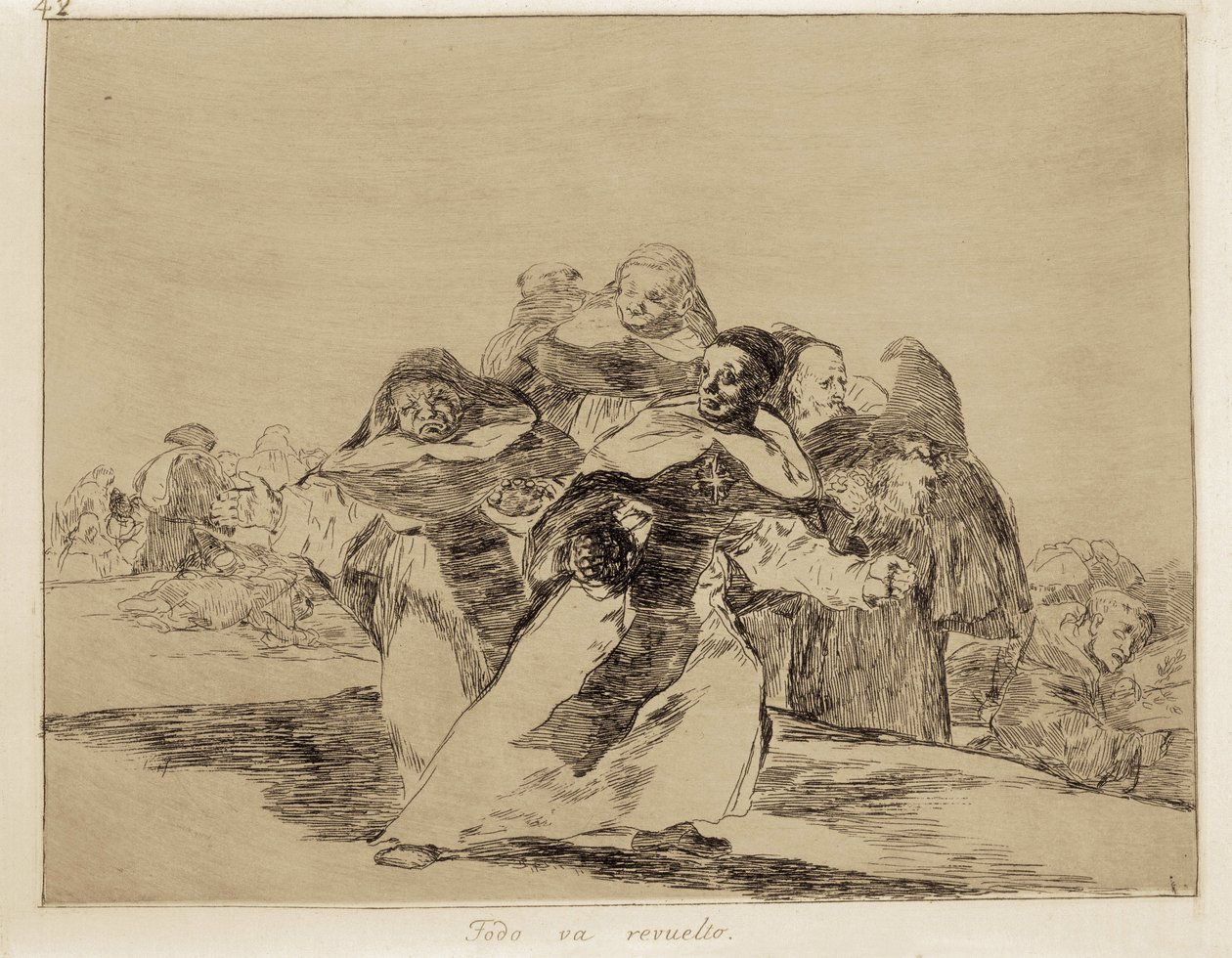 GOYA Y LUCIENTES, Francisco de (1746-1828). Alt er skremmende. 1810-1820. (17,6 x 22,2 cm). Plate 42 av "The Disasters of War". Etsing. SPANIA. MADRID (AUTONOMT FELLESSKAP). Madrid. Prado-museet av Francisco Jose de Goya y Lucientes