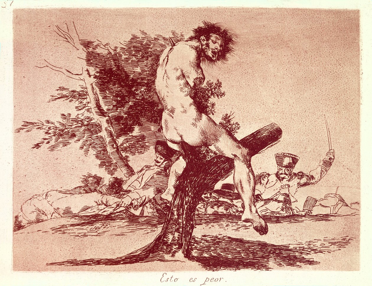 GOYA Y LUCIENTES, Francisco de (1746-1828). Krigens katastrofer. Dette er verre. 1810-1820. Etsing. SPANIA. MADRID (AUTONOMT FELLESSKAP). Madrid. Nasjonalbiblioteket av Francisco Jose de Goya y Lucientes