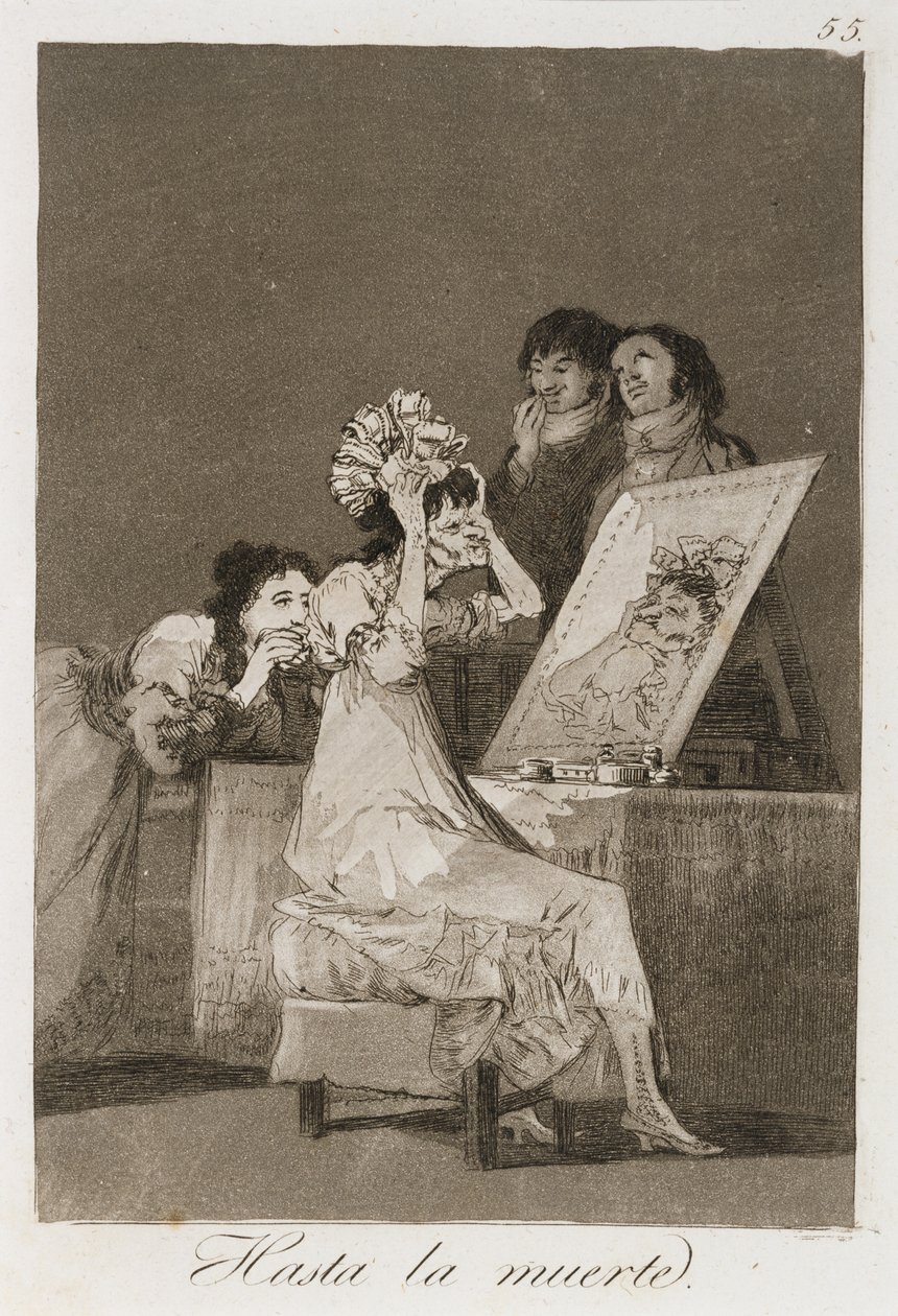 Hasta la muerta fra Los Caprichos, utgitt 1799 (etsing, polert akvatint og tørrnipp) av Francisco de Goya