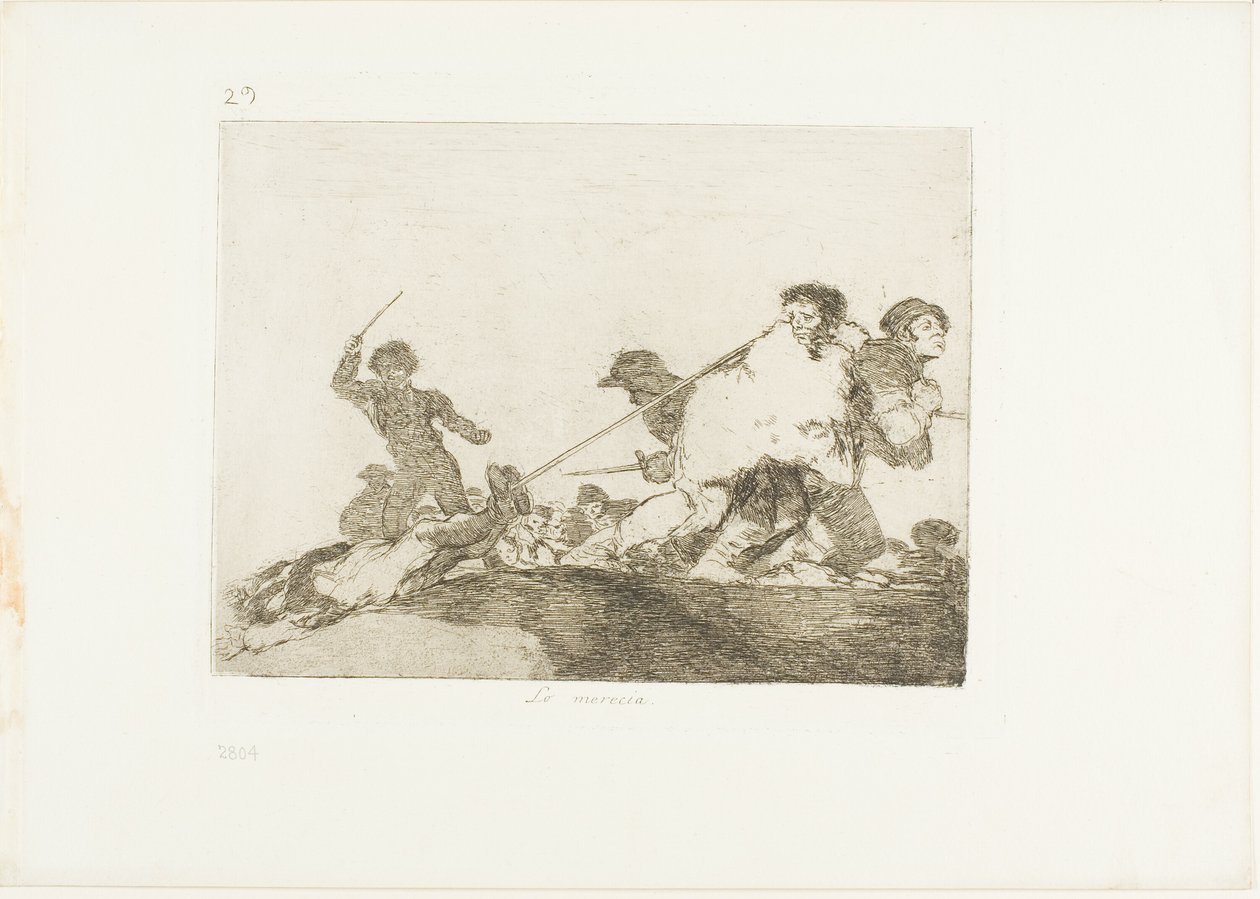 Han fortjente det, plate 29 fra The Disasters of War av Francisco Jose de Goya y Lucientes