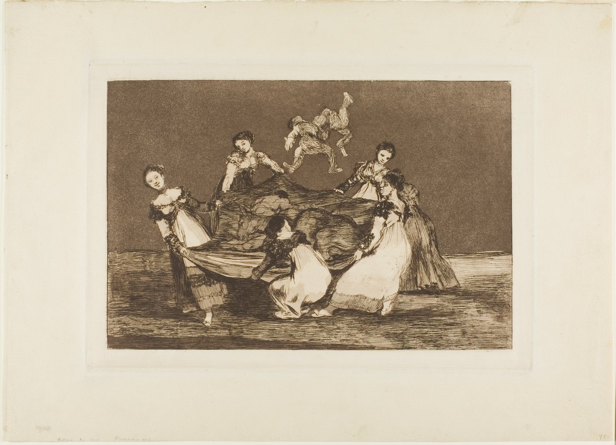 Tyngre enn et dødt esel, plate 1 fra Los Proverbios av Francisco Jose de Goya y Lucientes