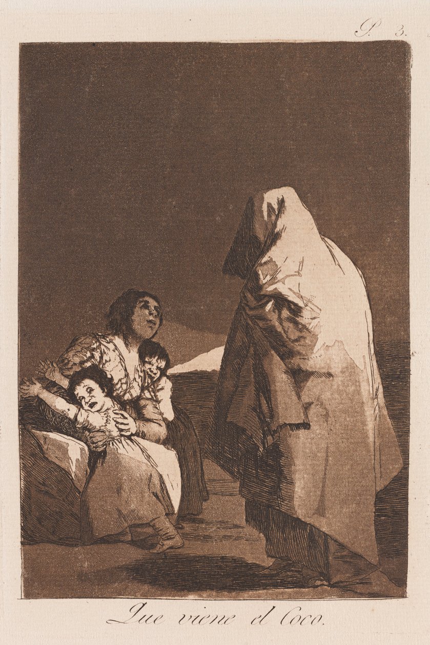 Here Comes the Bogey, sent 18.-tidlig 19 århundre (trykk) av Francisco de Goya