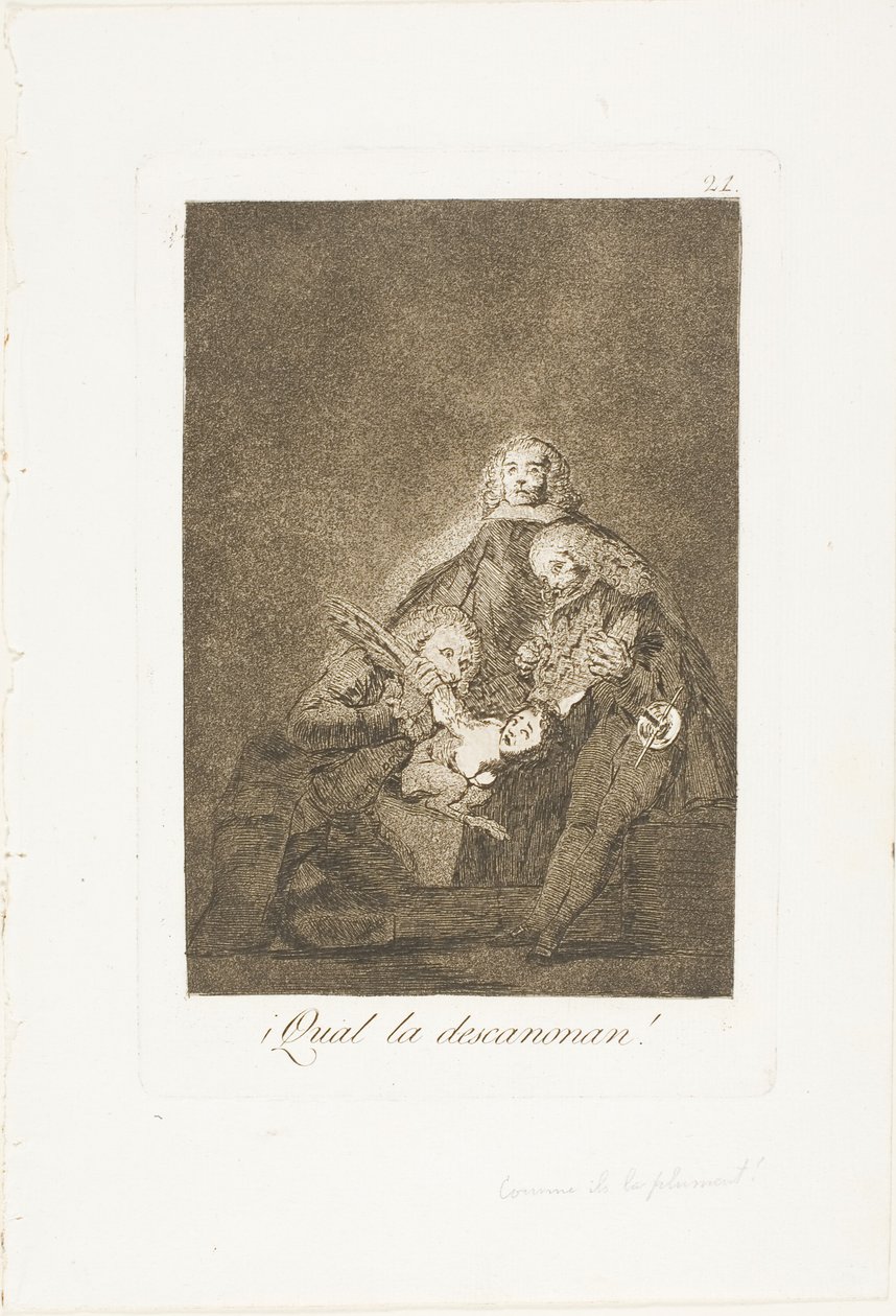 How they Pluck Her, plate 21 fra Los Caprichos av Francisco Jose de Goya y Lucientes