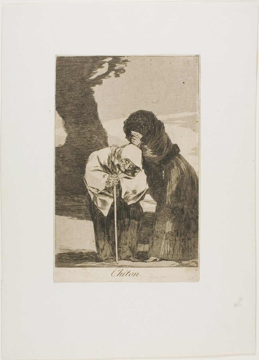 Hysj, tallerken 28 fra Los Caprichos av Francisco Jose de Goya y Lucientes