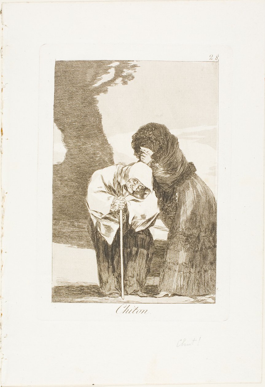 Hysj, tallerken 28 fra Los Caprichos av Francisco Jose de Goya y Lucientes