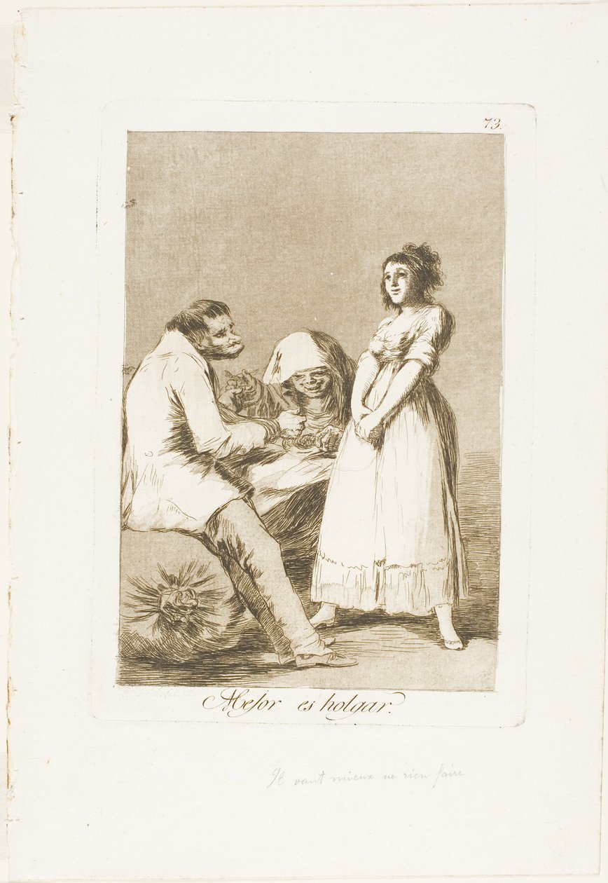 Det er bedre å være lat, plate 73 fra Los Caprichos av Francisco Jose de Goya y Lucientes