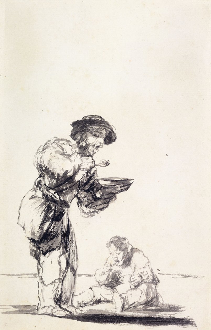 La Bouillie': Tiggere som spiser mos av Francisco de Goya