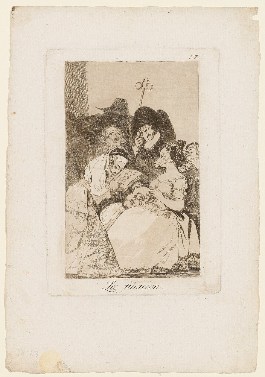 La Filiacion, tallerken fra "Los Caprichos", 1799 av Francisco de Goya