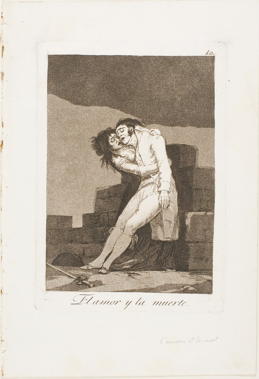 Love and Death, tallerken ti fra Los Caprichos av Francisco Jose de Goya y Lucientes