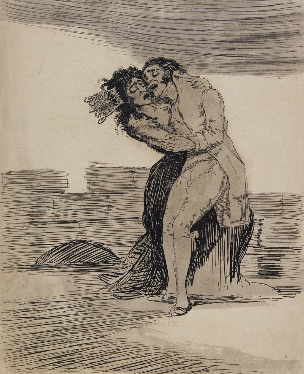 Mann og kvinne som omfavner hverandre av Francisco Jose de Goya y Lucientes