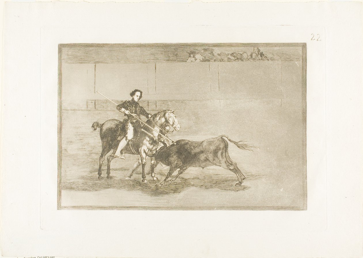 Mandig mot til den berømte Pajuelera i ringen ved Saragossa, plate 22 fra The Art of Bullfighting av Francisco Jose de Goya y Lucientes