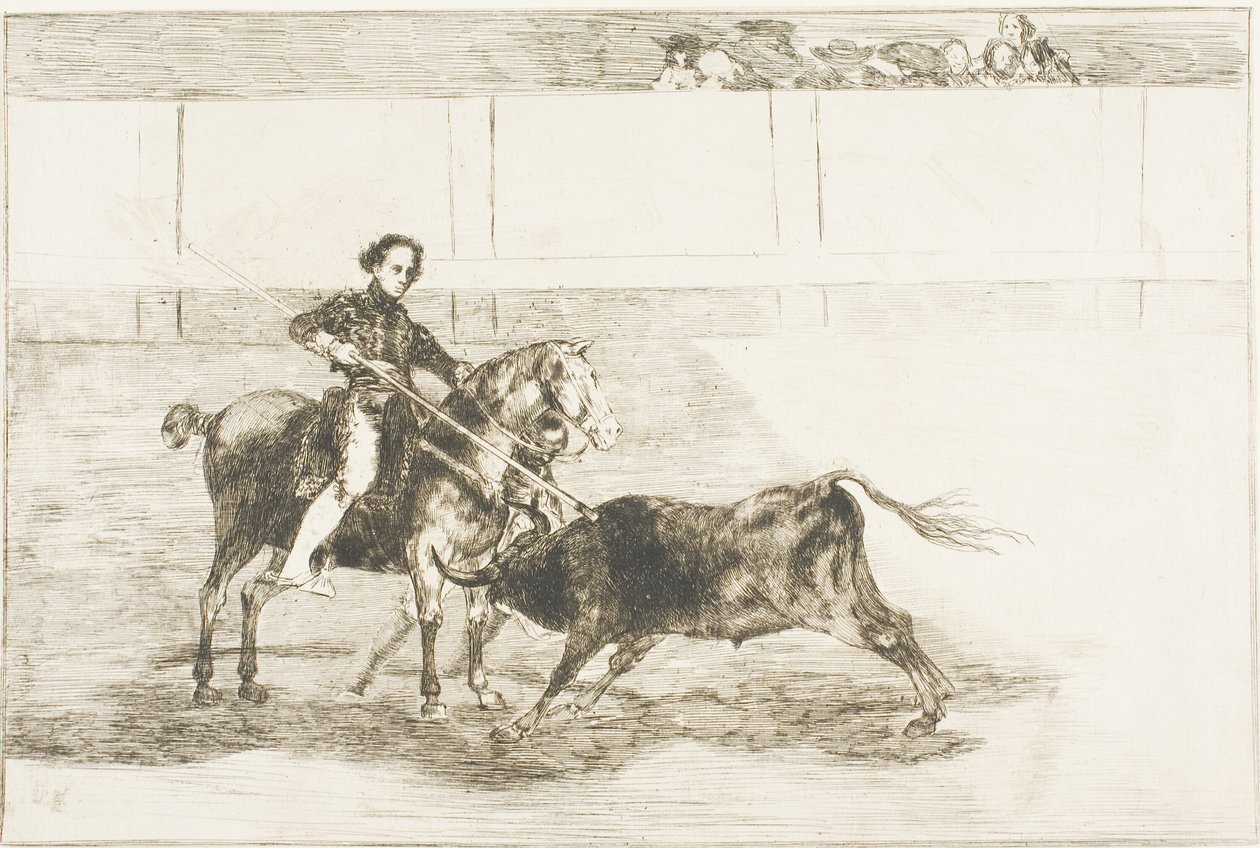 Mandig mot til den berømte Pajuelera i ringen ved Saragossa, plate 22 fra The Art of Bullfighting av Francisco Jose de Goya y Lucientes
