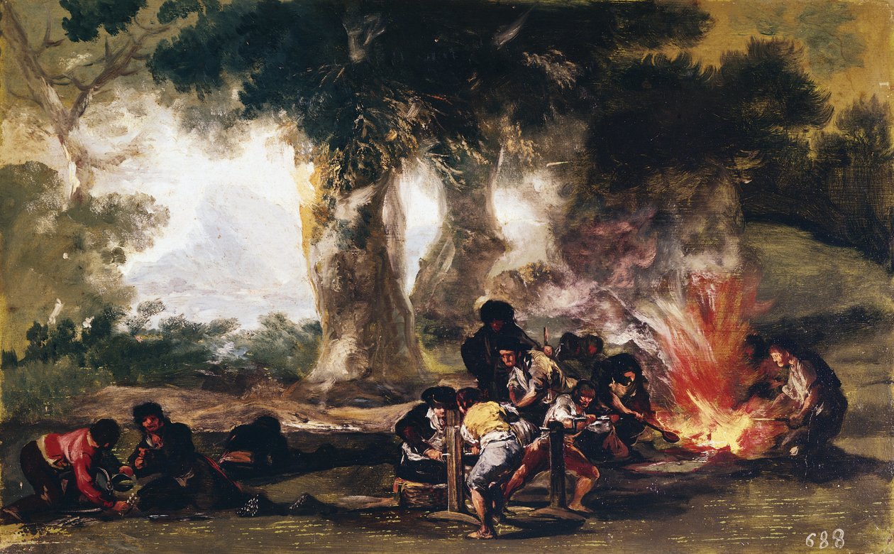 Produksjon av kuler i Sierra de Tardienda - Olje på lerret av Francisco de Goya