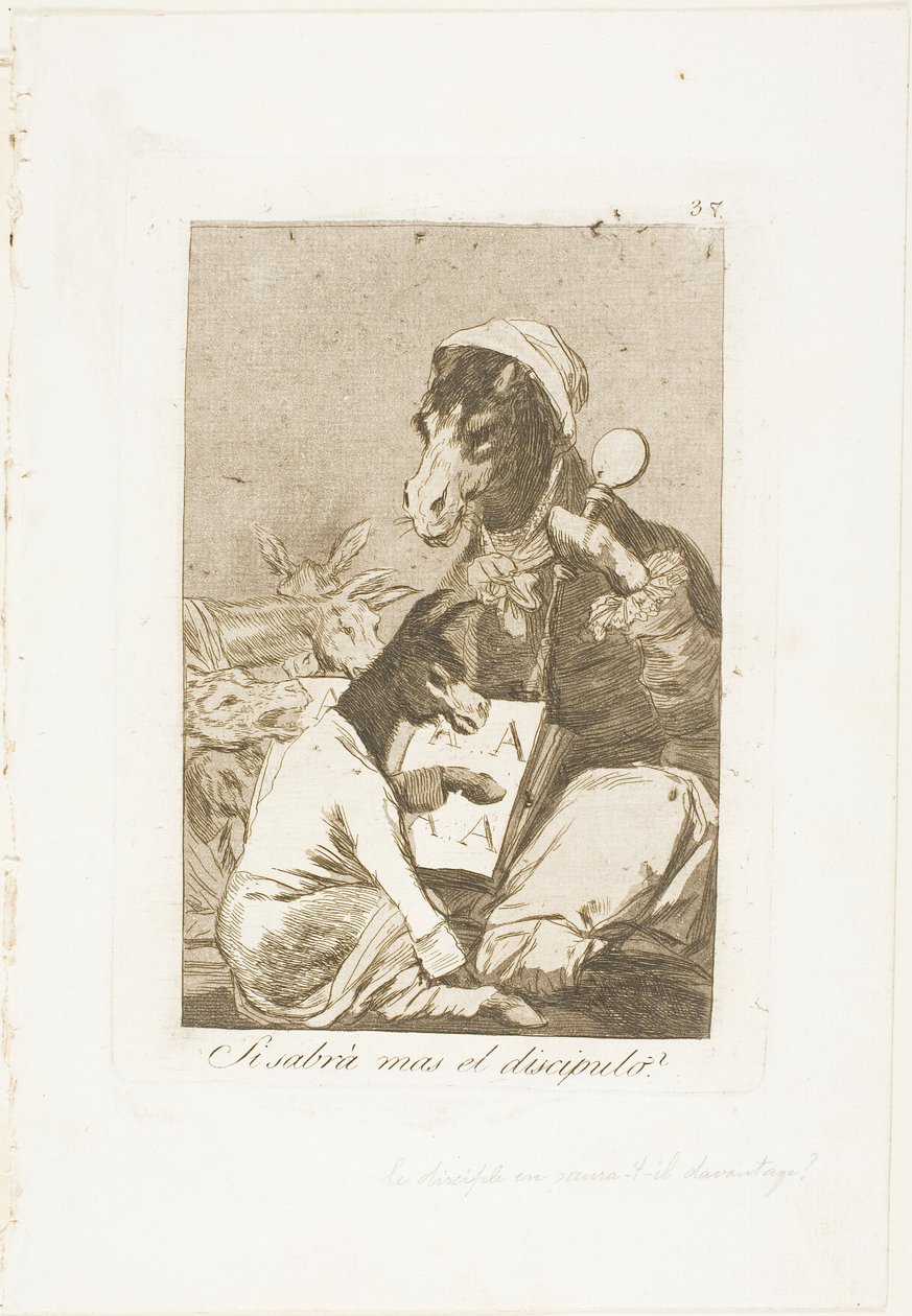 Kanskje eleven vet mer?, plate 37 fra Los Caprichos av Francisco Jose de Goya y Lucientes