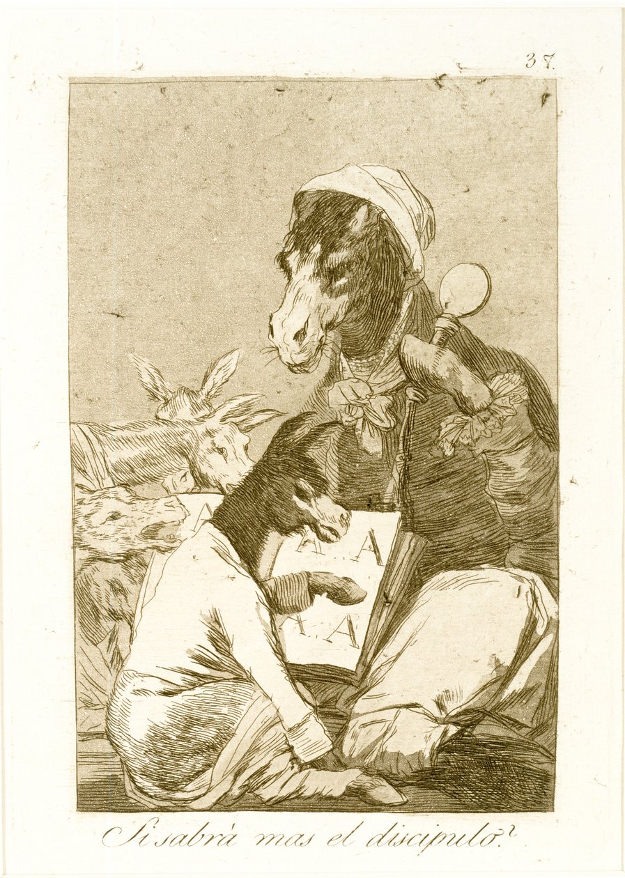 Kan eleven vite mer? Fra Los Caprichos, først utgitt 1799 (etsing og akvatint) av Francisco de Goya