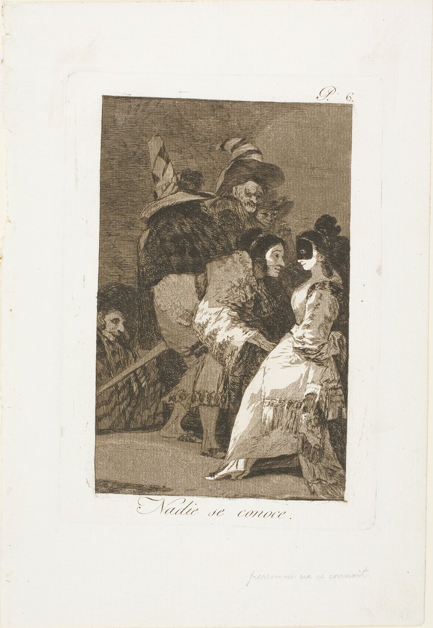 Ingen kjenner seg selv, tallerken seks fra Los Caprichos av Francisco Jose de Goya y Lucientes