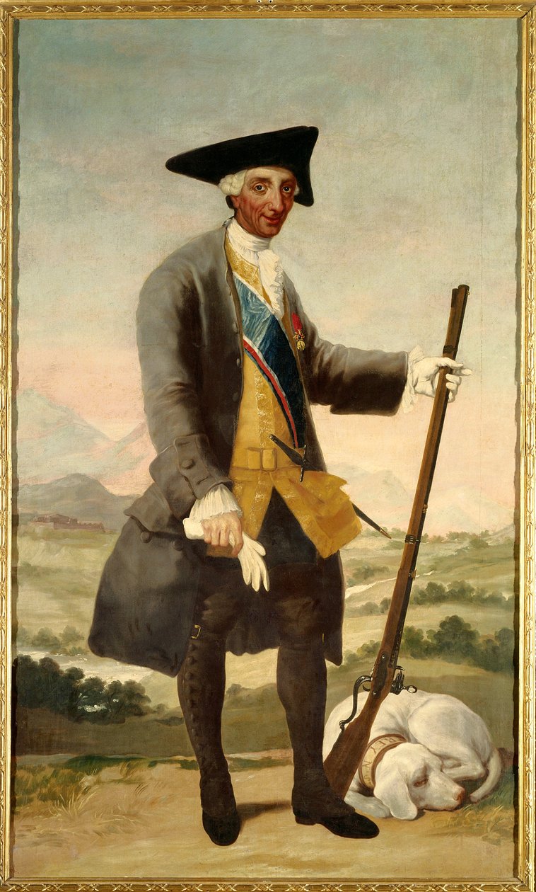 Portrett til fots av Charles III (1716-1788) som jeger, sønn av Philip V Maleri av Francisco de Goya (1746-1828) olje på lerret av Francisco de Goya