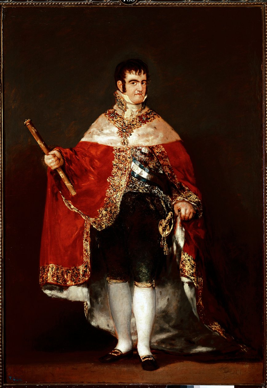 Portrett av kong Ferdinand VII i kongelig drakt (olje på lerret, ca. 1815) av Francisco de Goya