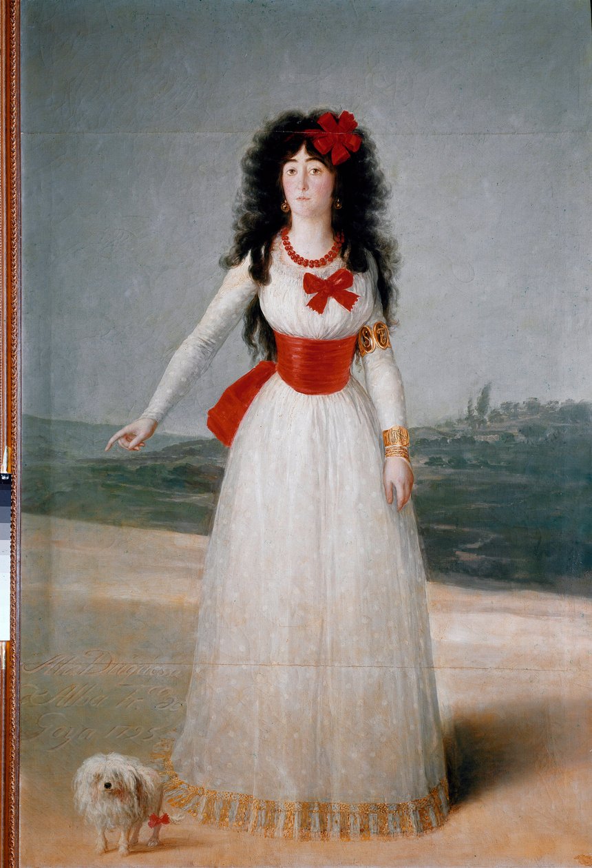Portrett av hertuginnen av daggry (Alba) (Maria Teresa Cayetana de Silva) (1762-1802) Maleri av Francisco Goya og Lucientes (1746-1828) 1795 Dim. 194x130 cm Madrid, Alba Collection av Francisco de Goya