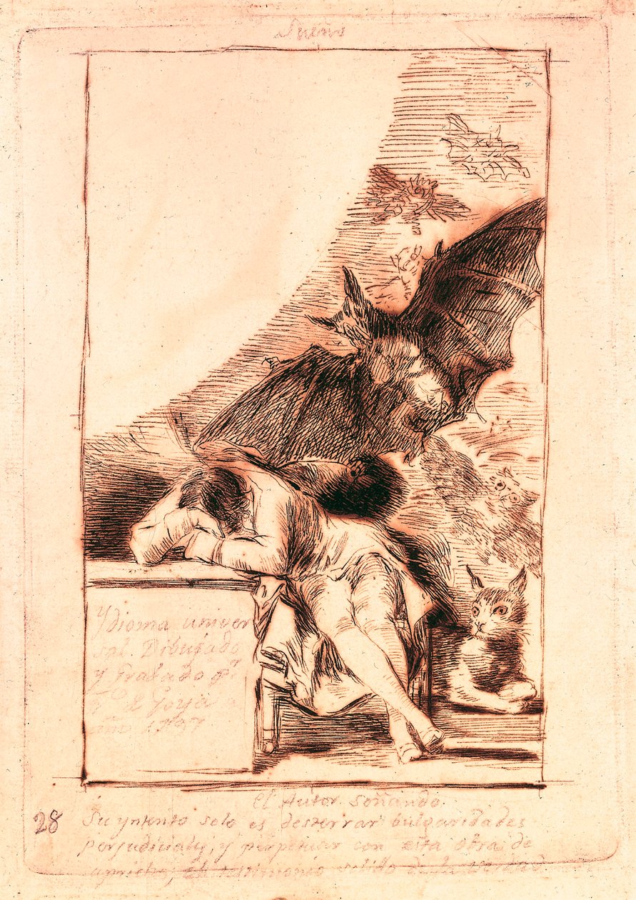 Forberedende tegning for nummer 43 i serien "Les caprices" av Francisco de Goya