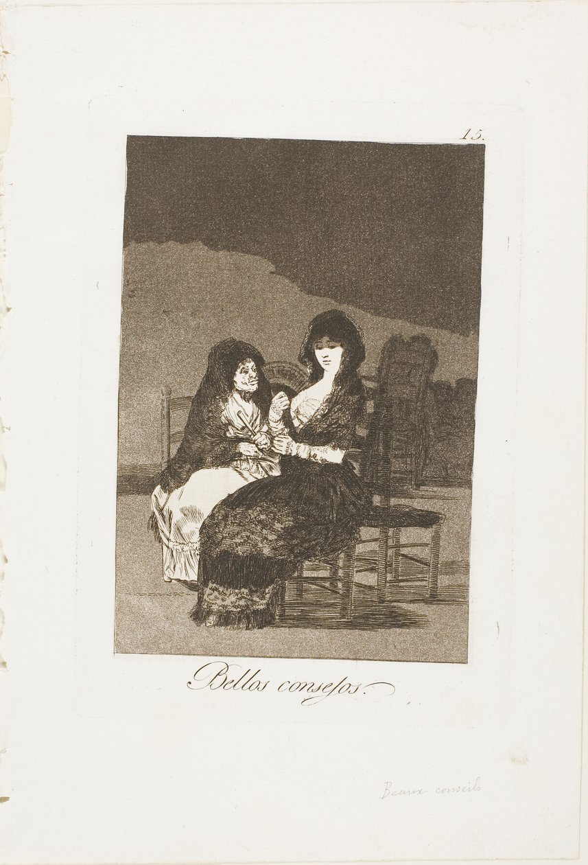 Pretty Teachings, plate 15 fra Los Caprichos av Francisco Jose de Goya y Lucientes