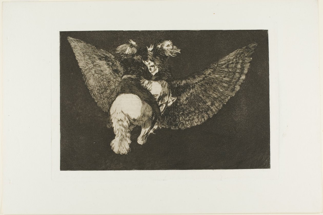 Gi avkall på vennen som dekker deg med vingene og biter deg med nebbet, tallerken fem fra Los Proverbios av Francisco Jose de Goya y Lucientes