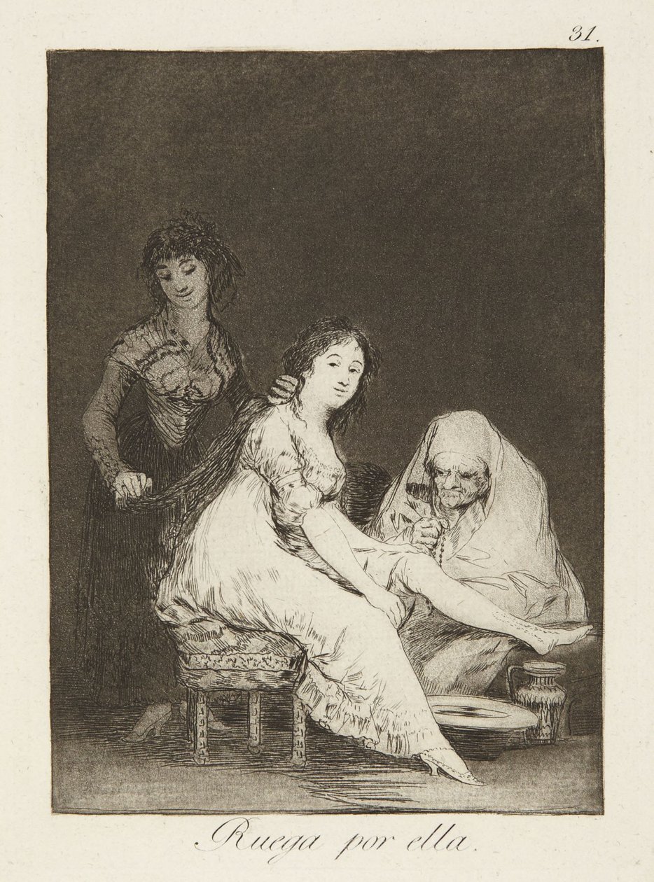 Hun ber for henne, plansje 31 fra Los Caprichos av Francisco Jose de Goya y Lucientes