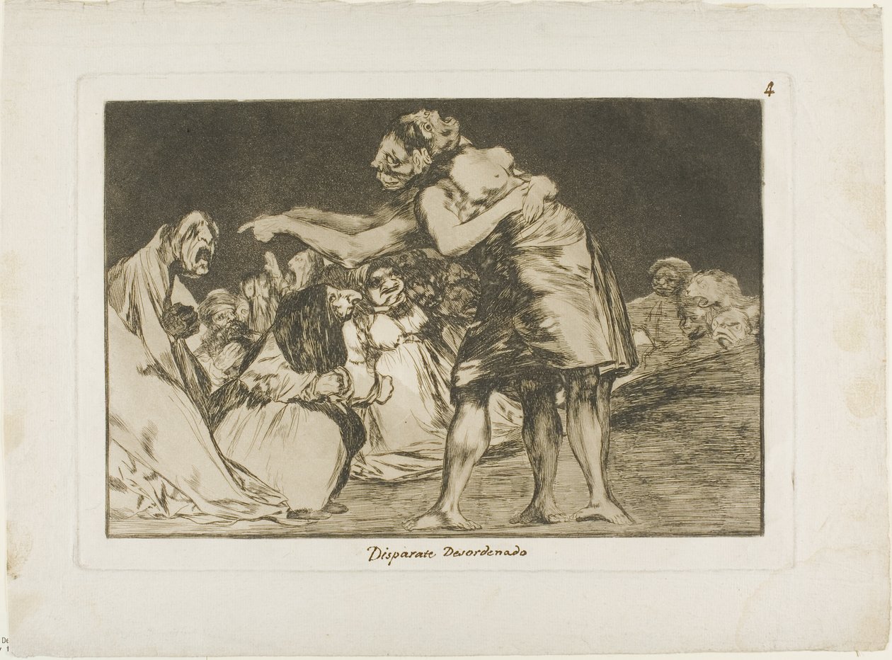Hun som er syk onsdag går aldri glipp av en sjanse til å si det, plate syv fra Los Proverbios av Francisco Jose de Goya y Lucientes