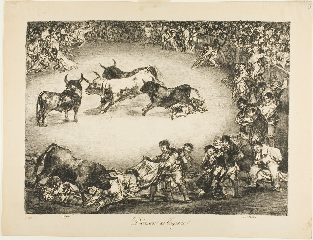 Spansk underholdning, fra The Bulls of Bordeaux av Francisco Jose de Goya y Lucientes