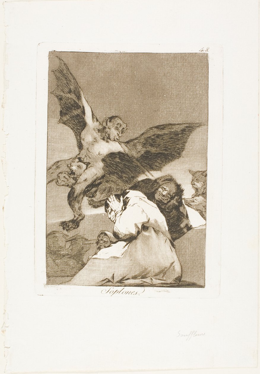 Tale-Bearers - Blasts of Wind, plate 48 fra Los Caprichos av Francisco Jose de Goya y Lucientes