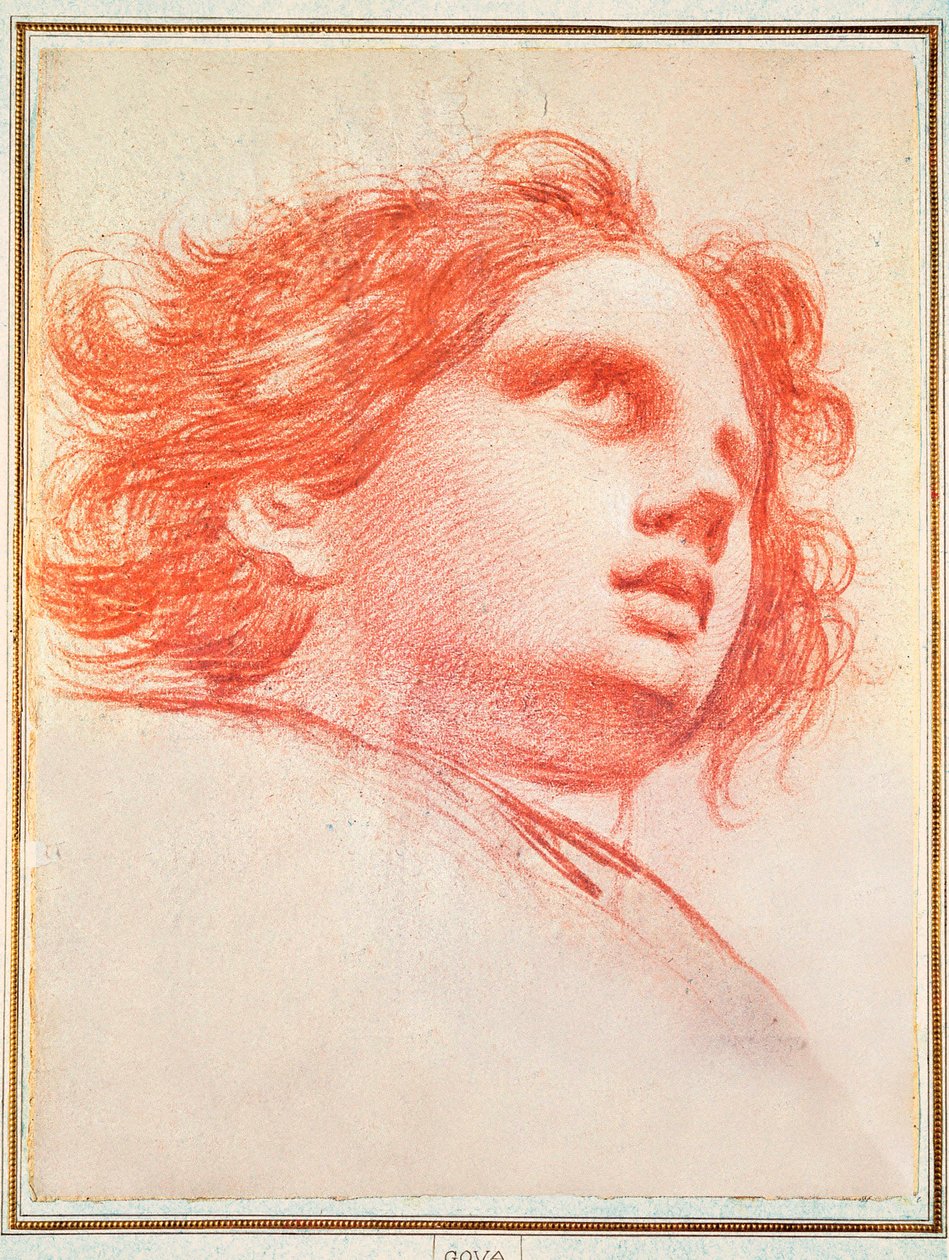 ""Head of an Angel"" Forberedende tegning for ""Tilbedelse i Guds navn"" av Francisco de Goya y Lucientes (1746-1828). 1772.Madrid. Prado-museet. av Francisco Jose de Goya y Lucientes