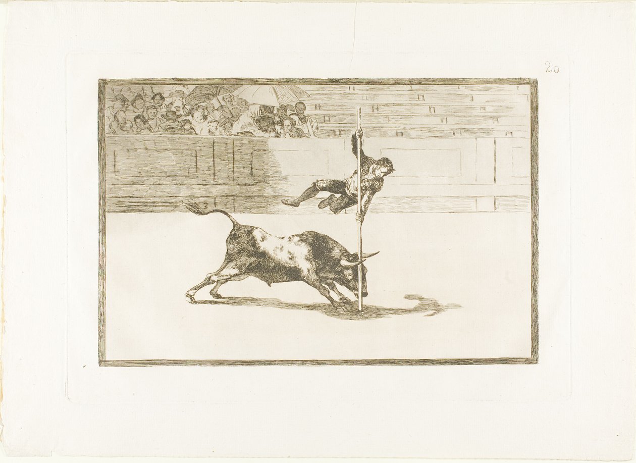The Agility and Audacity of Juanito Apinani i ringen i Madrid, plate 20 fra The Art of Bullfighting av Francisco Jose de Goya y Lucientes