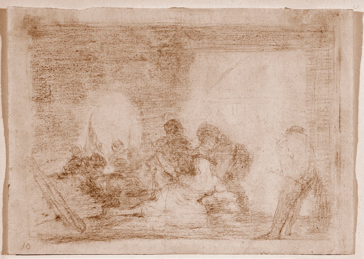 The Disasters of War: En mann vitne til voldtekten av sin kone (Tegning av Francisco de Goya