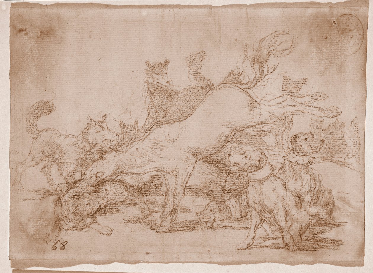 The Disasters of War: Han forsvarer seg godt (forberedende tegning av Francisco de Goya