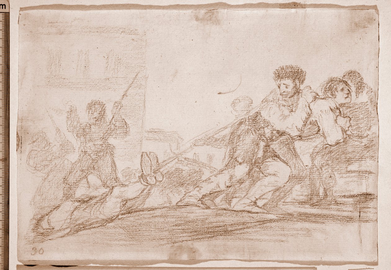 The Disasters of War: Han fortjente det (forberedende tegning av Francisco de Goya