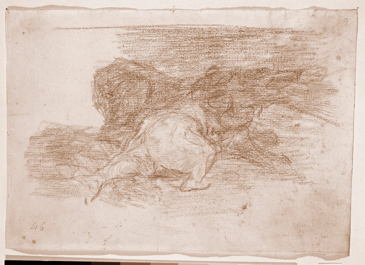 The Disasters of War : Han høster noen fordeler (forberedende tegning av Francisco de Goya