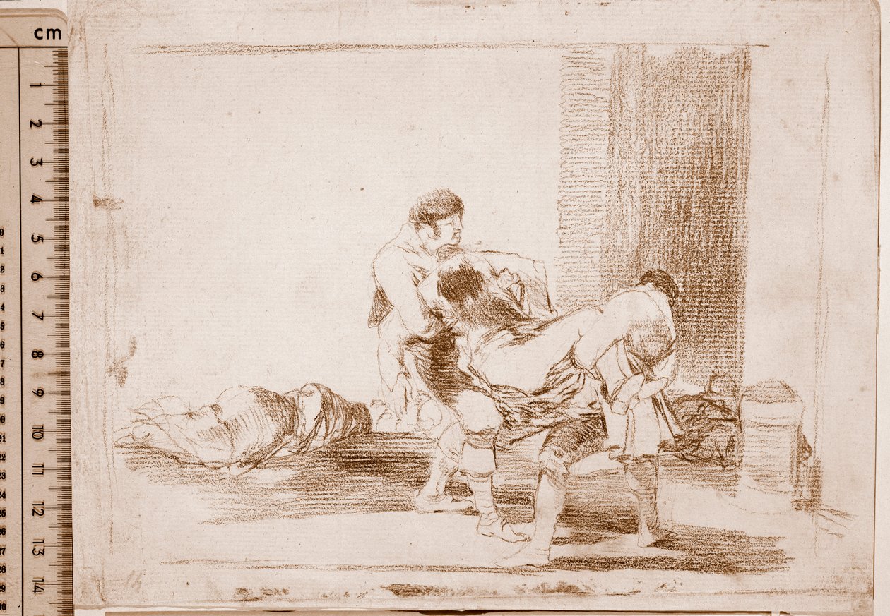 The Disasters of War: På kirkegården (Forberedende tegning av Francisco de Goya