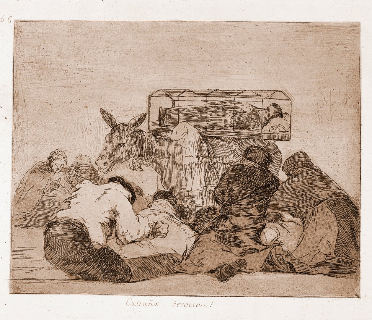 The Disasters of War: Merkelig hengivenhet (radering fra forberedende tegning av Francisco de Goya
