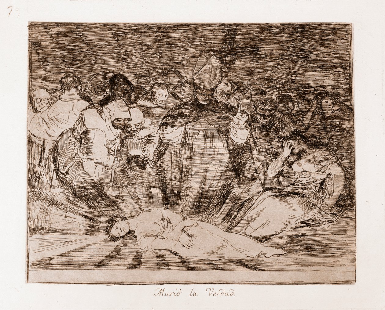 The Disasters of War: Sannheten er død (radering fra forberedende tegning av Francisco de Goya