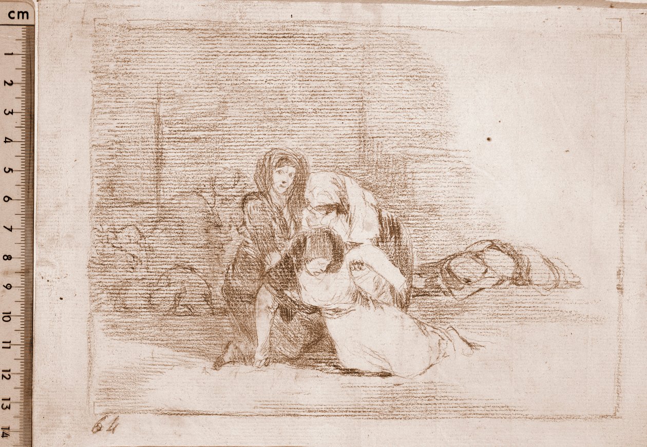 The Disasters of War: De ankommer ikke i tide (forberedende tegning av Francisco de Goya
