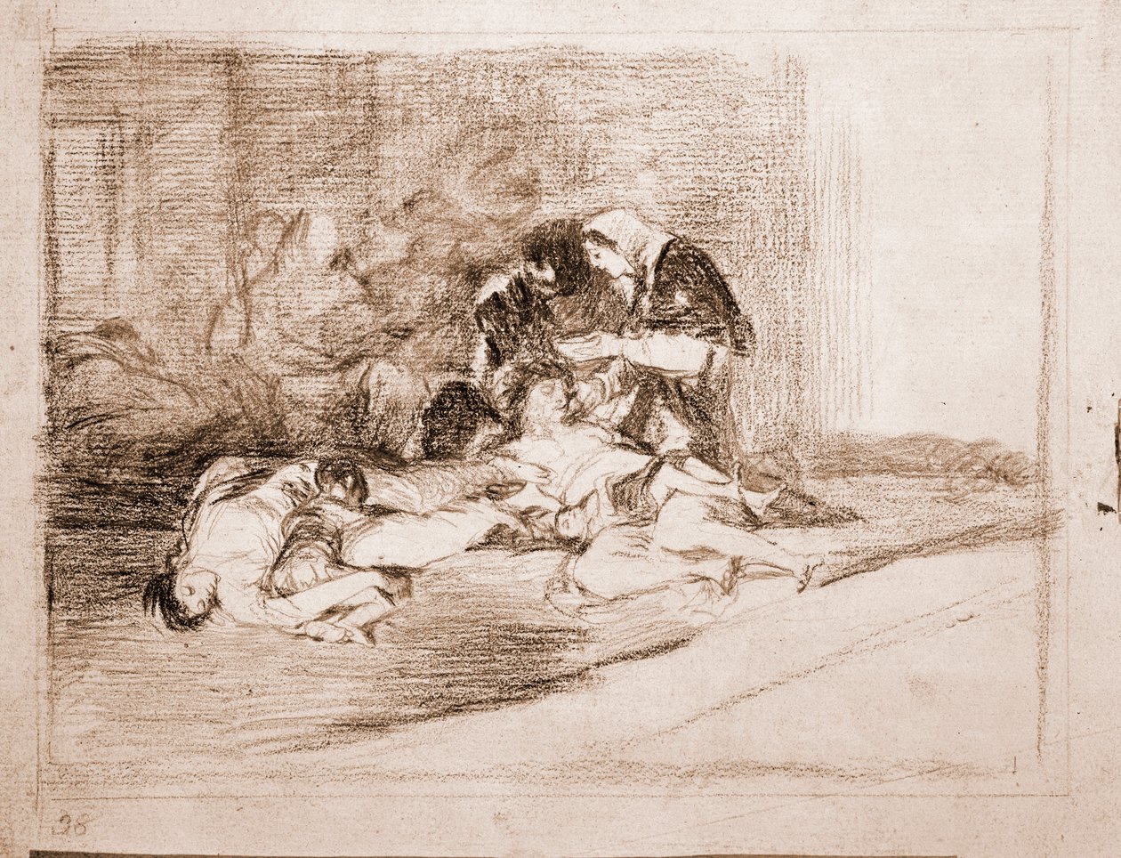 The Disasters of War: Hva er en bolle for? (forberedende tegning av Francisco de Goya