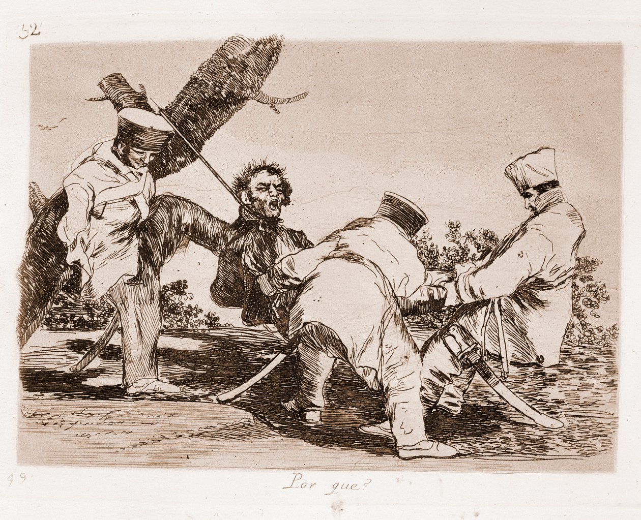 The Disasters of War: Hvorfor (radering fra forberedende tegning av Francisco de Goya