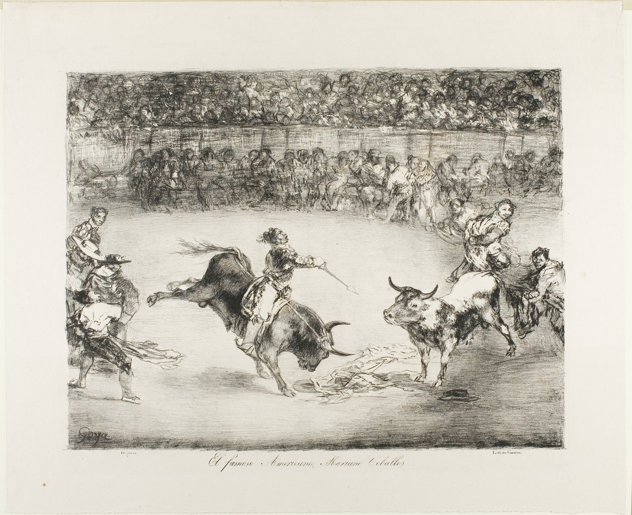 Den berømte amerikaneren, Mariano Ceballos, fra The Bulls of Bordeaux av Francisco Jose de Goya y Lucientes