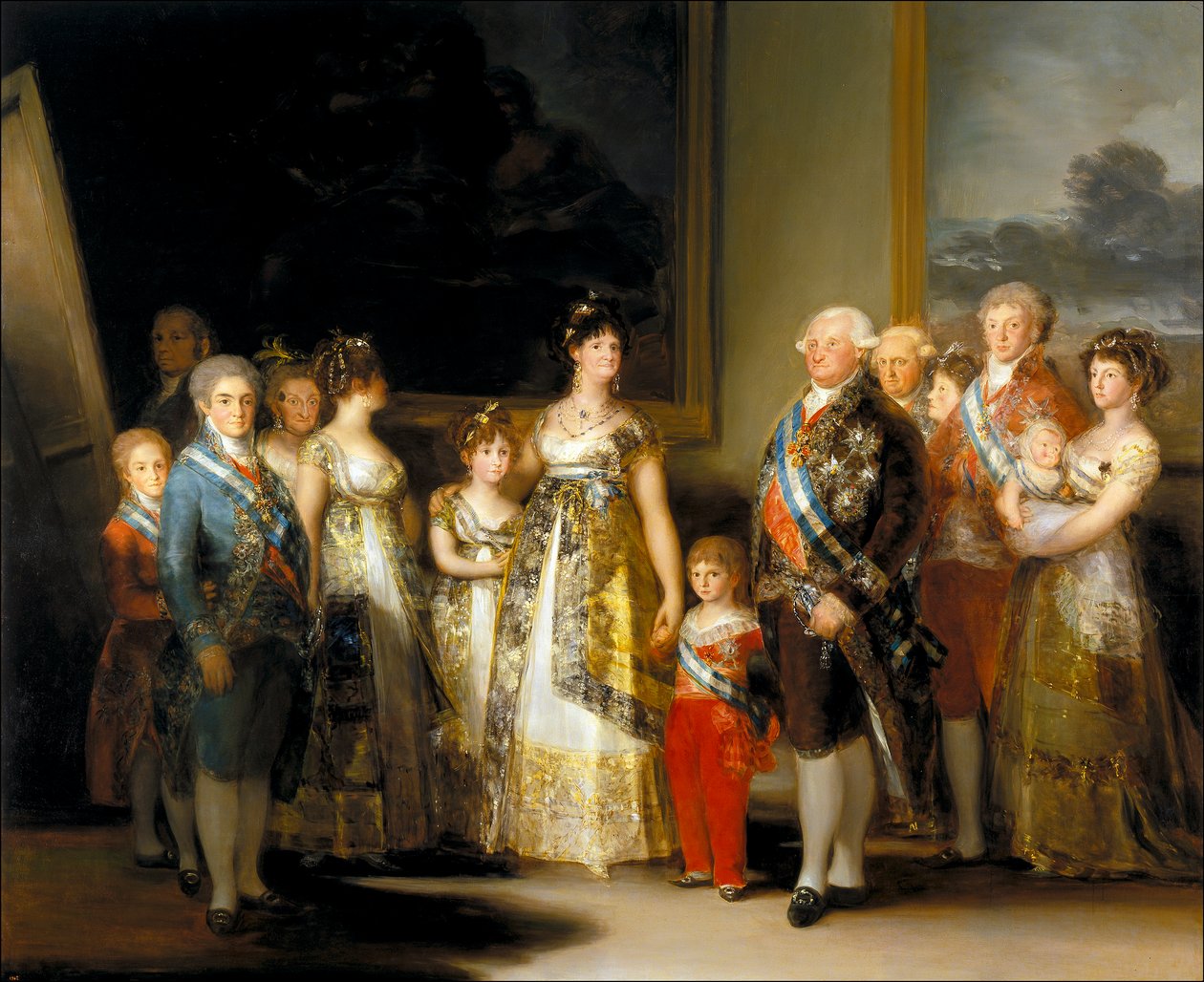 Kongen og dronningen av Spania, Charles IV og Maria Luisa, med deres familie av Francisco de Goya