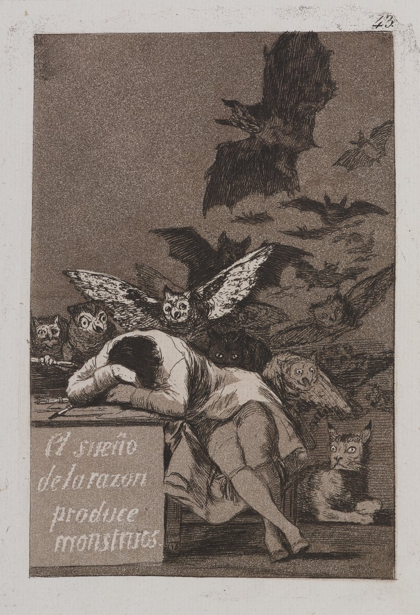 Fornuftens søvn produserer monstre av Francisco de Goya