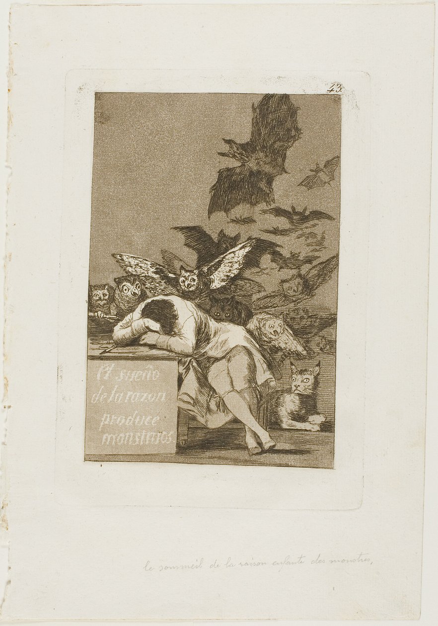 The Sleep of Reason Produces Monsters, plate 43 fra Los Caprichos av Francisco Jose de Goya y Lucientes